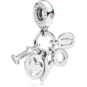 MiniJewelry I Love You Letter Mom Dangle Charms for Bracelets Necklaces Pendants Women Girls Christmas Daughter Granddaughter Family Birthday