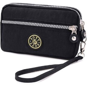 WITERY Women Zip Clutch Pouch Purse - Nylon Waterproof Wristlet Wallets with Detachable Wrist Strap