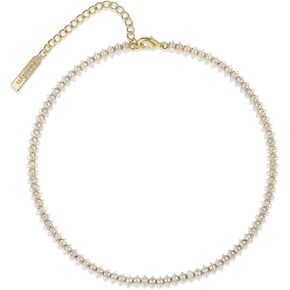 قلادة كاولين تنس قلادة كريستال مكعب زركونيا تشيكوسلوفاكيا سلسلة أنيقة 14 قيراط مطلية بالذهب والفضة والألماس للنساء والفتيات (اختيار لونين) in Kuwait