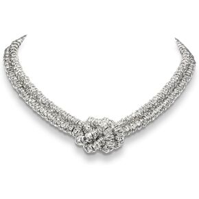 Statement Bib Knot Necklace, Bling Double-Layered Rhinestone Chunky Rondelle Beads Infinity Choker Collar Necklace for Women Girls Trendy, Dress Prom Costume Christmas Party Formal