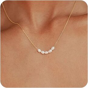 Pearl Necklace for Women, Dainty Handmade Pearl Choker Necklace Wedding Bride/Bridesmaid Pearl Necklace Delicate Jewelry for Women Simple Everday Jewelry Gifts