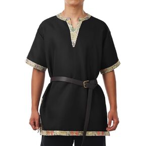 BLESSUME Medieval Viking Tunic with Belt LARP Aristocrat Chevalier Cosplay Costume