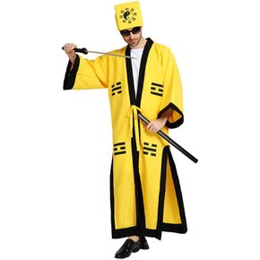 Chinese Ancient Taoist Robe Exorcist Costume Monk Comes Down The Mountain Cosplay Yellow Taoist Uniform Tai Chi Bagua Robe