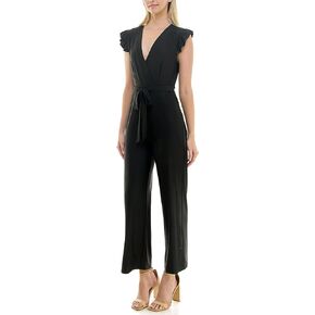 Sharagano womens Monaco Stretch Ity Jumpsuit With Flutter SleeveJumpsuit