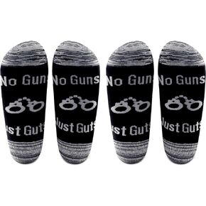 LEVLO Correctional Officer Gifts for Police No Guns Just Guts Cotton Socks Gift for Detention Officer