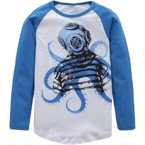 Yoille Boys Dinosaur Shirt Long Sleeve Cotton T Shirts Graphic Crew Neck Tees in Kuwait