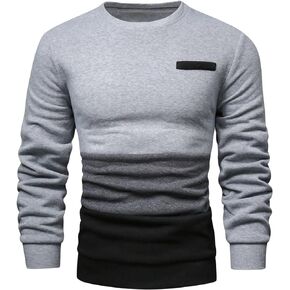 WDIRARA Men's Color Block Round Neck Long Sleeve Sweatshirt Casual Pullovers Top