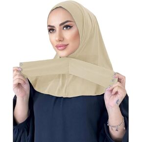 Instant Muslim Turban Hijab with Snaps for Women Cotton Headscarf Full Cover Bonnet Hat Islam Under Cap