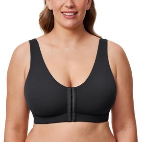 DELIMIRA Women's Natrelax Front Closure Wireless Bras - Plus Size Full Coverage No Underwire Unlined Comfort Bra