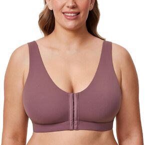 DELIMIRA Women's Natrelax Front Closure Wireless Bras - Plus Size Full Coverage No Underwire Unlined Comfort Bra