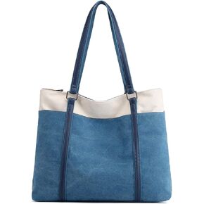 natyrlpog Tote Bag for Women Large Canvas Shoulder Purse for Travel Work Handbag Multi Pockets