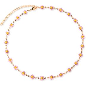 FUTIMELY Daisy Flower Choker Necklace for Women Girls,14K Gold Plated Minimalist Floral Flower Delicate Fashion Spring Choker Necklace Jewelry Gift for Women