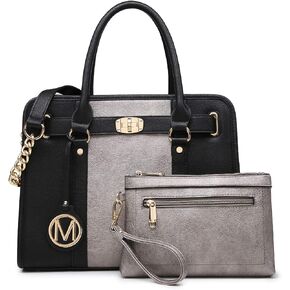Marco M Kelly Women's Satchel Handbags Top Handle Stylish Purse Vegan Leather Shoulder Bags for Women Wallet Set