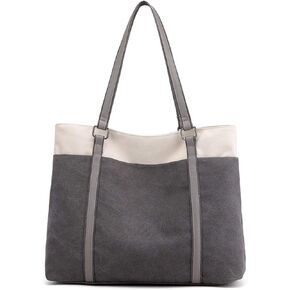 natyrlpog Tote Bag for Women Large Canvas Shoulder Purse for Travel Work Handbag Multi Pockets