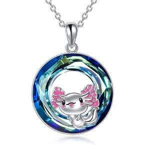 TIGER RIDER Heart Necklace for Women 925 Sterling Silver Axolotl/Cat/Bear Jewelry Gifts for Girls