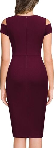 Miusol Women's Retro Ruffle Ruched Style Elegant Sleeve Cocktail Party Dress in Saudi Arabia
