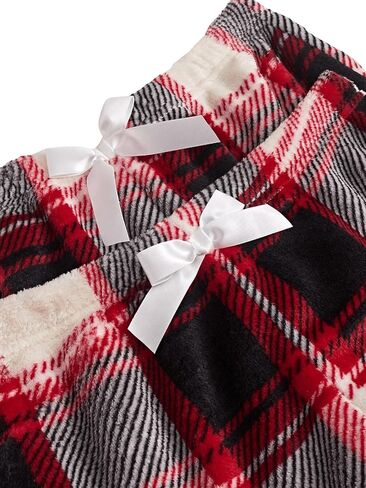 Verdusa Women's 3 Piece Plaid Print Fuzzy Flannel Tank Top Shorts and Pants Pajama Sets in Saudi Arabia