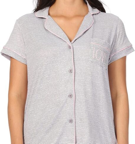 Rae Dunn Women's LOVE Short Sleeve Button Up Notch Collar Shirt with Pocket and Shorts Pajama Set in Saudi Arabia