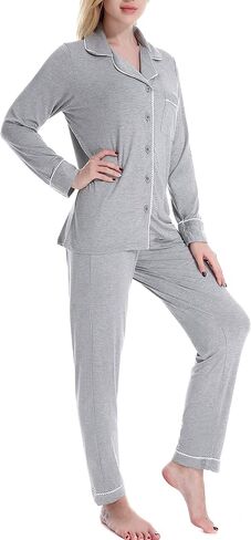 N NORA TWIPS Womens Pajama Sets Long Sleeve Sleepwear Button Down Shirt Nightwear Soft PJ Lounge Set in Saudi Arabia