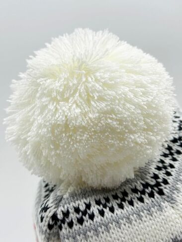 Women's Knitted Fleece Hat Winter Warm with Cute Fur Ball Outdoor Sports Fleece Hat. Red and White in Saudi Arabia