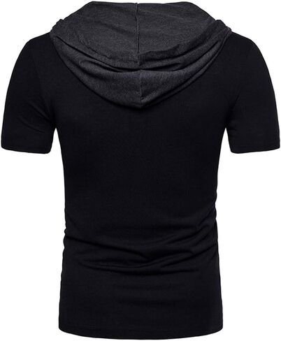 Kimiee Men's Short Sleeve Hoodie T-Shirt Casual Slim Fit Workout Pullover Hooded Shirts in Saudi Arabia