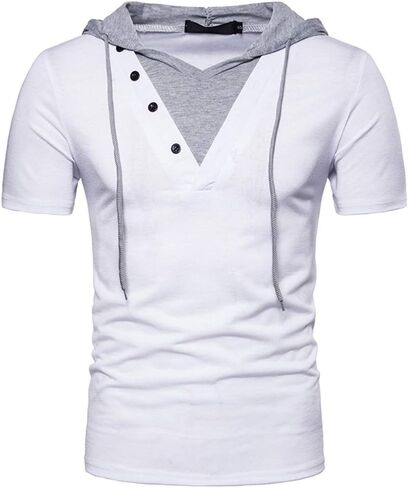 Kimiee Men's Short Sleeve Hoodie T-Shirt Casual Slim Fit Workout Pullover Hooded Shirts in Saudi Arabia