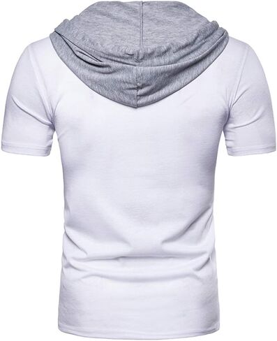 Kimiee Men's Short Sleeve Hoodie T-Shirt Casual Slim Fit Workout Pullover Hooded Shirts in Saudi Arabia