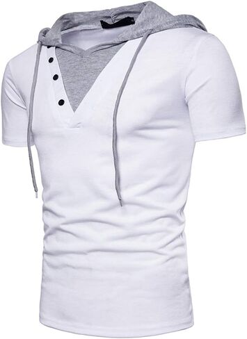 Kimiee Men's Short Sleeve Hoodie T-Shirt Casual Slim Fit Workout Pullover Hooded Shirts in Saudi Arabia