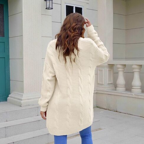 سترة كارديجان نسائية بأكمام طويلة من Hyipels كاجوال فضفاضة ومفتوحة من الأمام مع جيوب in Kuwait