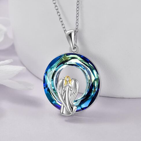 LONAGO Guardian Angel Necklace with Crystal form Australia Sterling Silver Guardian Angel Pendant Necklace Gift for Women in Saudi Arabia