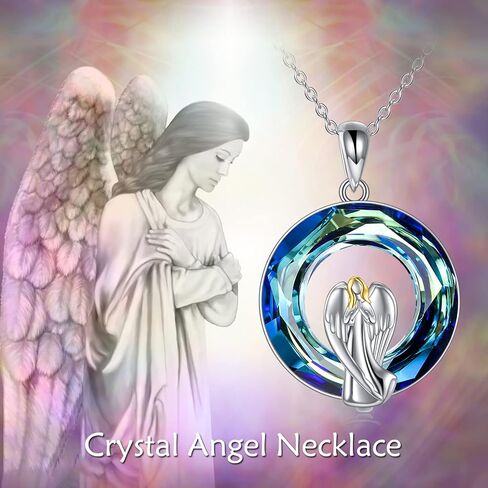 LONAGO Guardian Angel Necklace with Crystal form Australia Sterling Silver Guardian Angel Pendant Necklace Gift for Women in Saudi Arabia