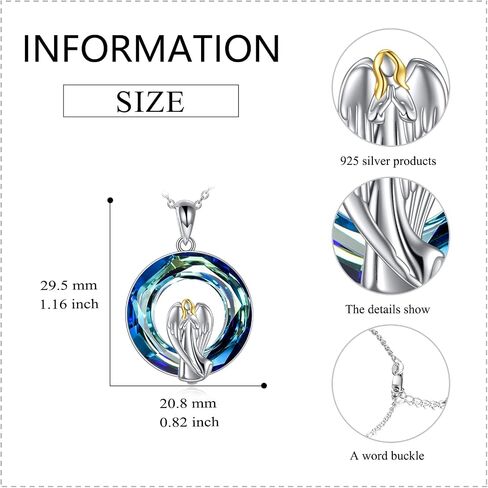 LONAGO Guardian Angel Necklace with Crystal form Australia Sterling Silver Guardian Angel Pendant Necklace Gift for Women in Saudi Arabia