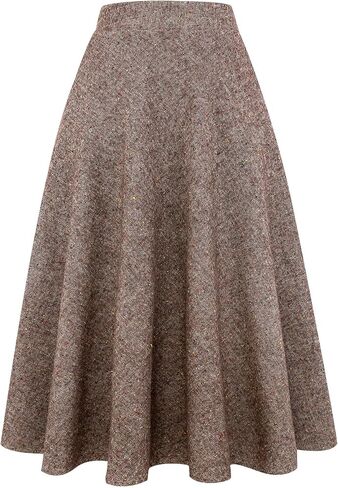 تنانير نسائية طويلة من الصوف منقوشة عالية الخصر تنانير شتوية دافئة in Kuwait