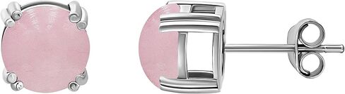 Sea of Ice Sterling Silver Round-Cut Simulated Gemstone Stud Earing for Women – Gemstone Round cut 8 mm - Elegant Sterling Silver Earrings for Women – Nickel-Free in Saudi Arabia