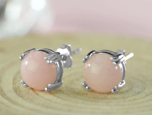 Sea of Ice Sterling Silver Round-Cut Simulated Gemstone Stud Earing for Women – Gemstone Round cut 8 mm - Elegant Sterling Silver Earrings for Women – Nickel-Free in Saudi Arabia