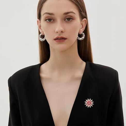 EMEGCY Fashion Flower Brooches for Women Rhinestone Flower Brooches Pins 18k Gold Plated Lapel Pins Jewelry for Girlfriend Wife in Saudi Arabia