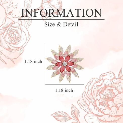 EMEGCY Fashion Flower Brooches for Women Rhinestone Flower Brooches Pins 18k Gold Plated Lapel Pins Jewelry for Girlfriend Wife in Saudi Arabia