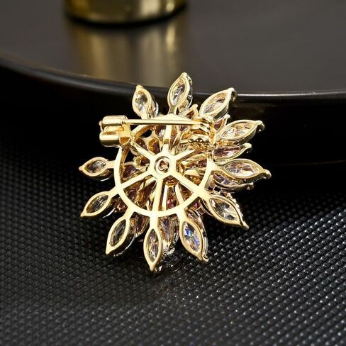 EMEGCY Fashion Flower Brooches for Women Rhinestone Flower Brooches Pins 18k Gold Plated Lapel Pins Jewelry for Girlfriend Wife in Saudi Arabia