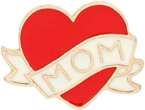 قلب من المينا باللون الأحمر مع دبوس وبروش آمن لكلمة MOM in Kuwait