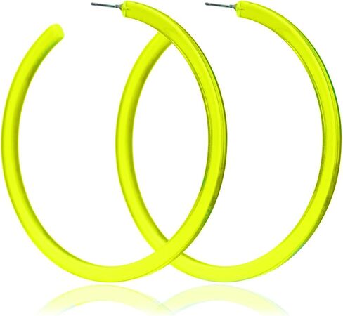 80's 90's Neon Lime Green Hoop Earrings for Women Y2k Jewelry Gift in Saudi Arabia