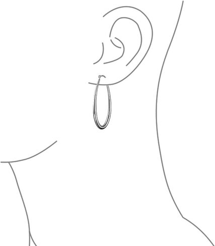 Large Oval Polished Finish Tube Hoop Earrings For Women .925 Sterling Silver Hinged Notched Post 2 Inch in Saudi Arabia