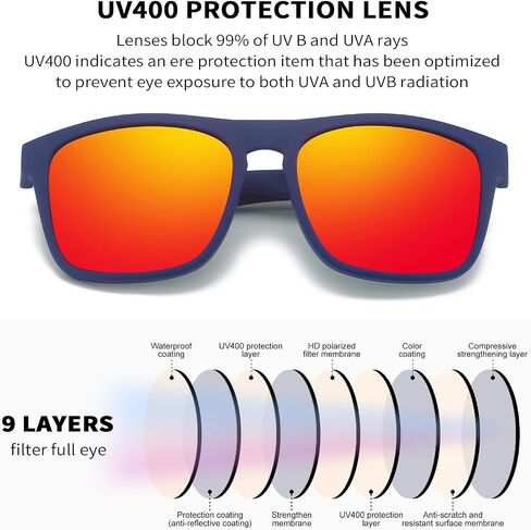 DUBERY Polarized Sunglasses for Men Women UV400 Protection Square Driving Sun Glasses Trendy Shades P8818 in Saudi Arabia