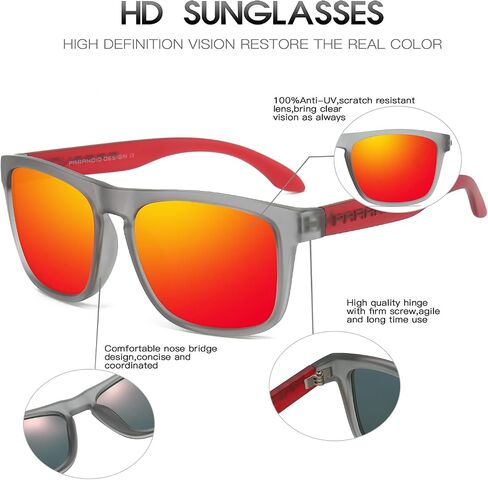 DUBERY Polarized Sunglasses for Men Women UV400 Protection Square Driving Sun Glasses Trendy Shades P8818 in Saudi Arabia