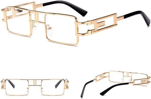 mincl/Hip-Hop Square Metal Small Frame Clear Color Lens Sunglasses in Saudi Arabia