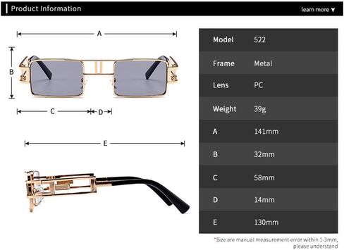 mincl/Hip-Hop Square Metal Small Frame Clear Color Lens Sunglasses in Saudi Arabia