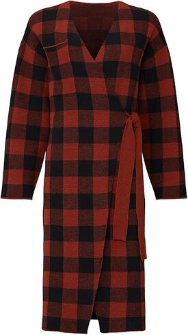 Women's Check Pattern Sweater Coat in Saudi Arabia