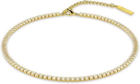 قلادة كاولين تنس قلادة كريستال مكعب زركونيا تشيكوسلوفاكيا سلسلة أنيقة 14 قيراط مطلية بالذهب والفضة والألماس للنساء والفتيات (اختيار لونين) in Kuwait