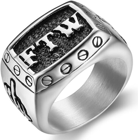 Jude Jewelers Stainless Steel FTW Biker Rider Middle Finger Ring in Saudi Arabia