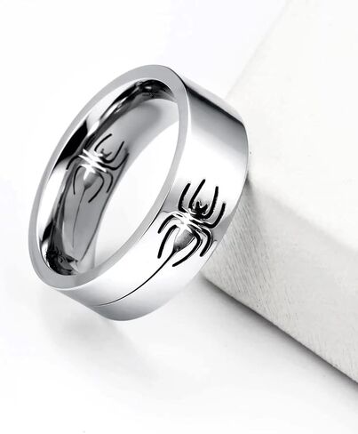 KAZITSAN Stainless Steel Ring for Men Women 8mm High Polish Brushed Matte Hollow Spider Pattern Plain Band Knuckle Stacking Ring Jewelry in Saudi Arabia