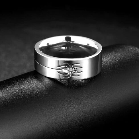KAZITSAN Stainless Steel Ring for Men Women 8mm High Polish Brushed Matte Hollow Spider Pattern Plain Band Knuckle Stacking Ring Jewelry in Saudi Arabia